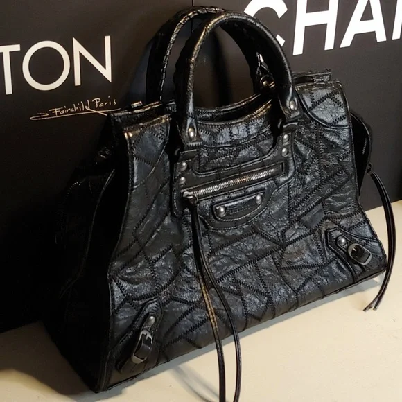 BALENCIAGA Neo Patchwork Classic City Shoulder Bag Black leather Balenciaga 🔥 - Picture 6 of 17